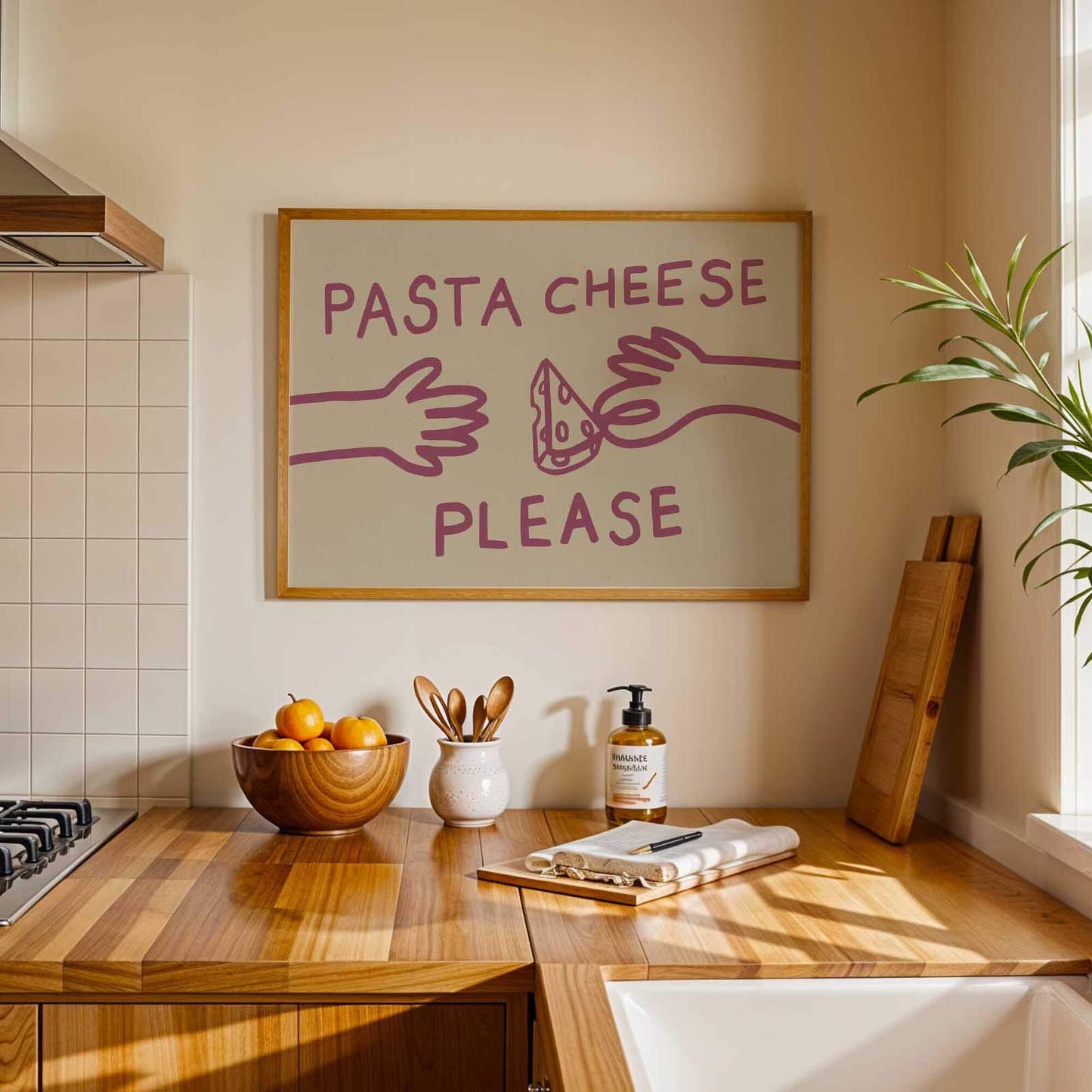 Funny Pasta Cheese Kitchen Print